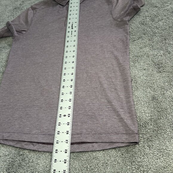 Lululemon Evolution Polo Mens Medium Agile Stripe Heathered Arctic Plum Obsidian - Picture 9 of 10